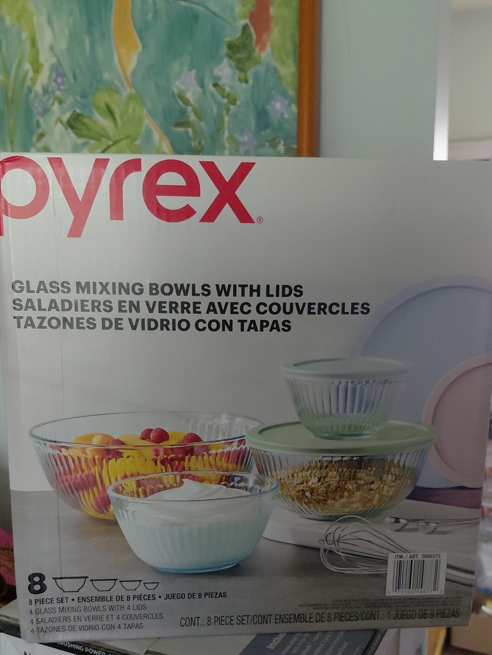 Pyrex Glass Mixing Bowls with  Lids -8 Piece Set.